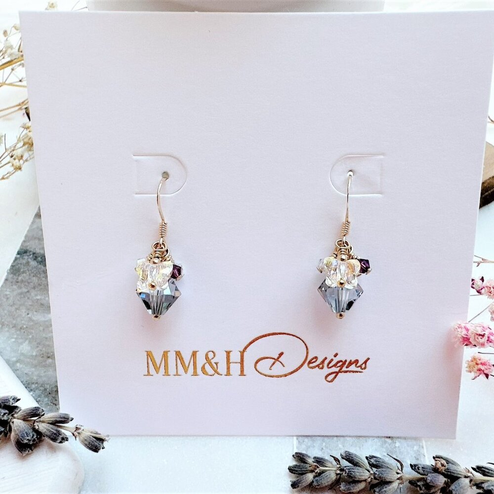 14k Gold Filled Mini Butterfly Crystal Earrings | Handmade in BC